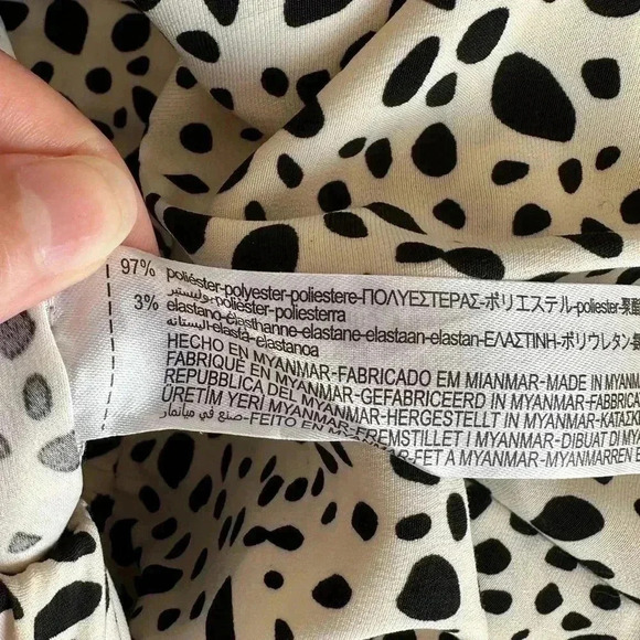 Zara Dalmatian Print Pleated Wide Leg Cropped Trouser Culottes in White, Med - Picture 13 of 16